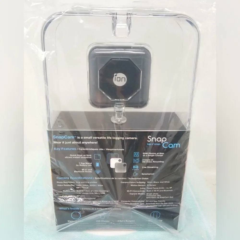 NIB iON Wireless Snap Cam Tap n Snap Wearable HD Video Camera